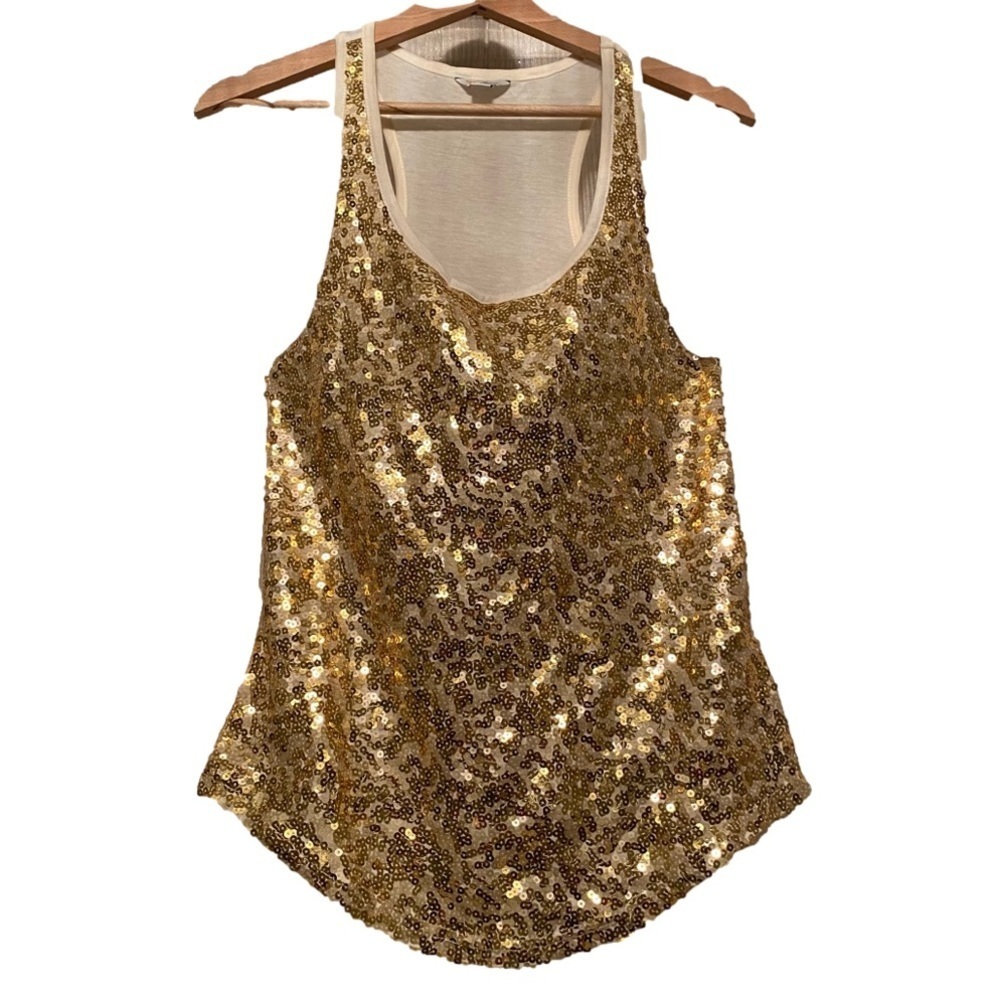 Guess gold sequin top cream, rayon